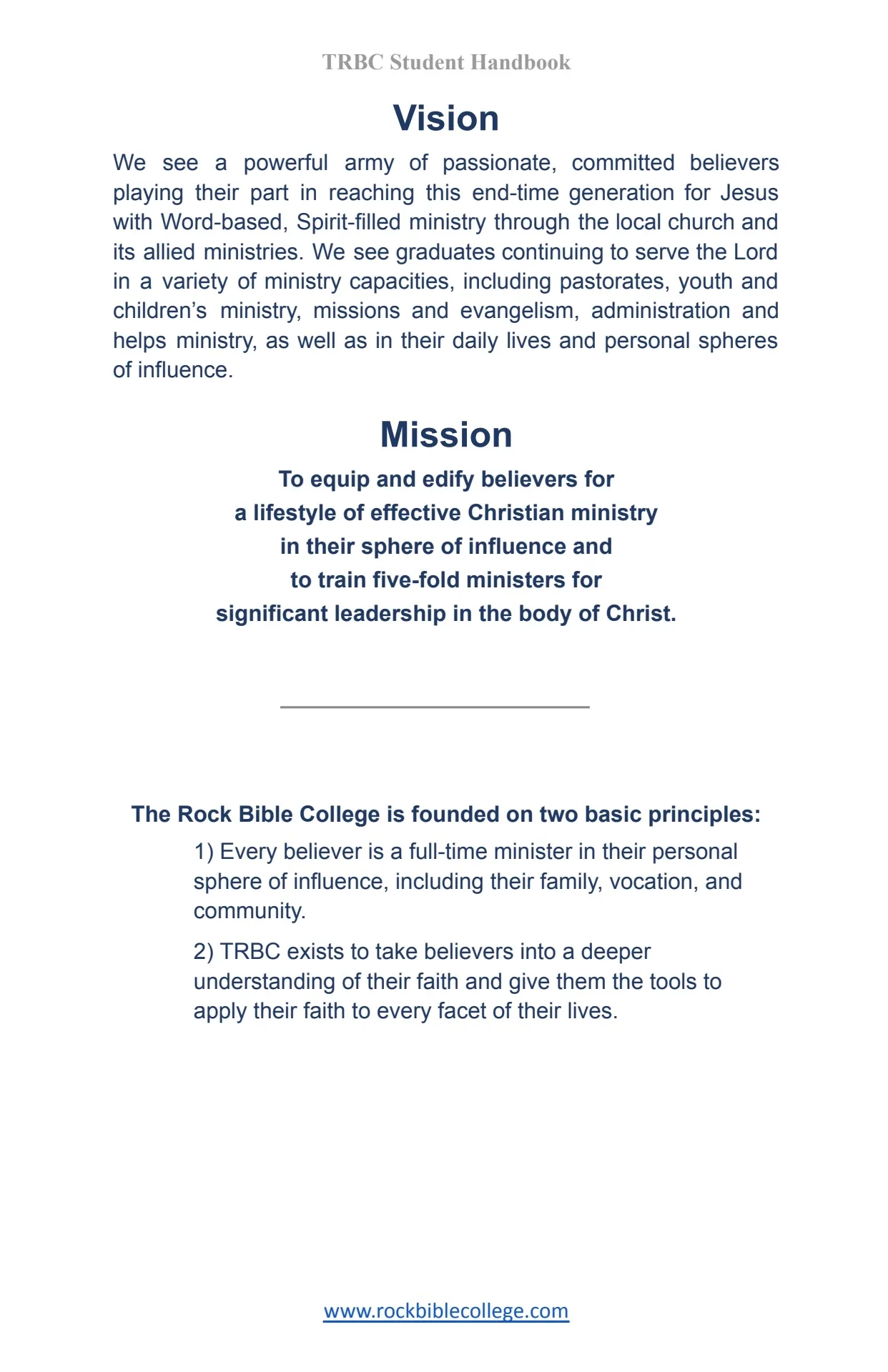 TRBC Student Handbook