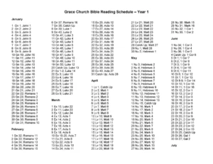Two Year Bible Reading Schedule Grace Church Crystal Coast