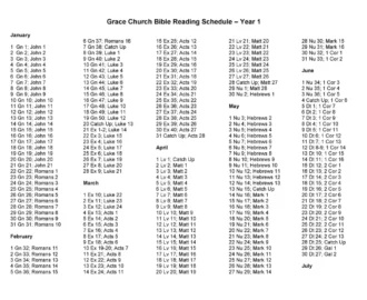 Two Year Bible Reading Schedule Grace Church Crystal Coast