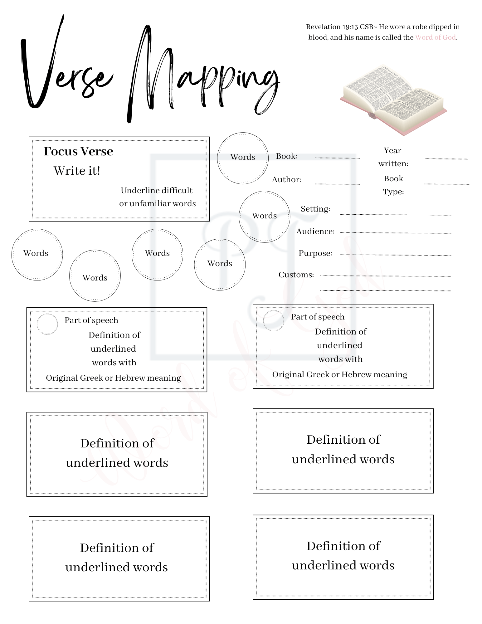 Free Printable Bible Verse Mapping Template