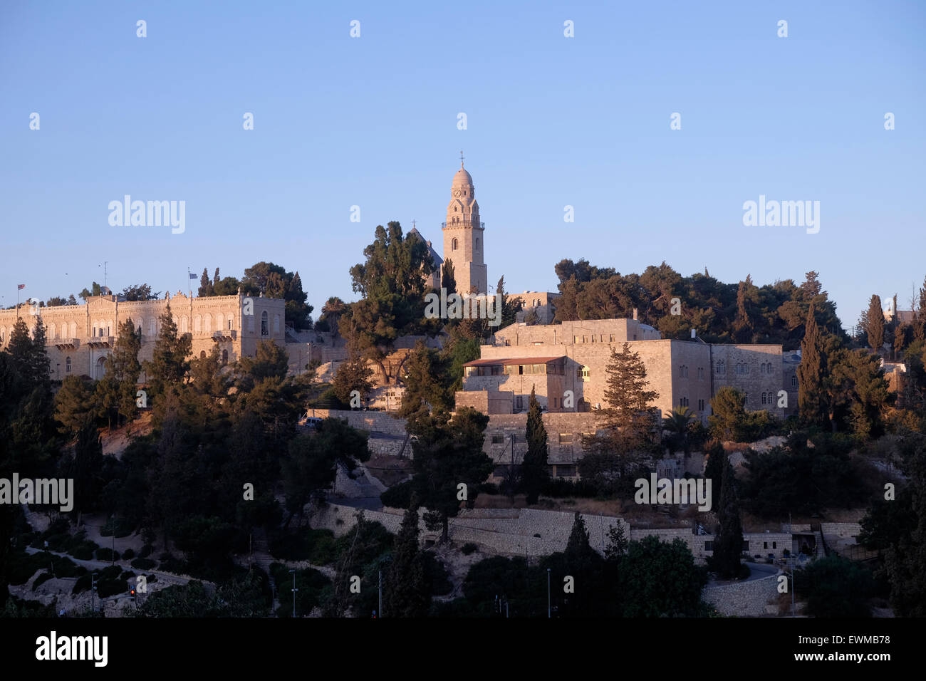 View Of Jerusalem University College Founded In 1957 And Formerly Known As The American Institute Of Holy Land Studies And Bell Tower Of The Church Of The Benedictine Abbey Of The Dormition