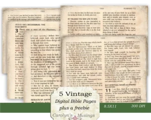 Vintage KJV Bible Pages Prayer Journal Ephemera digital Download Etsy