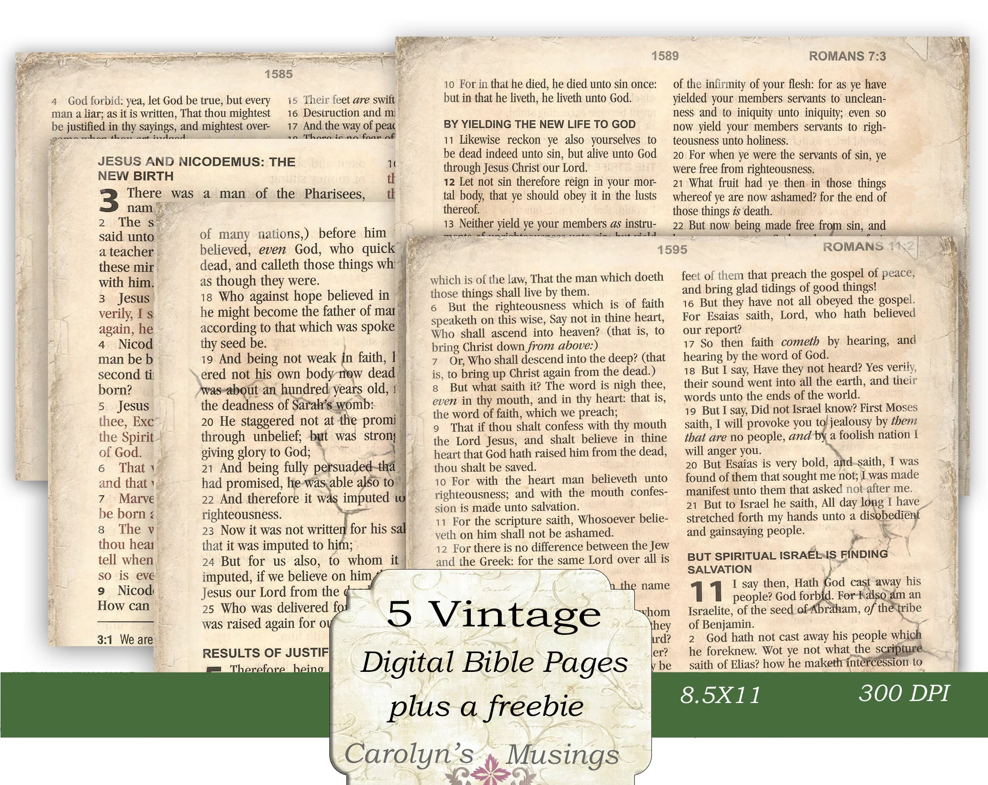 Vintage KJV Bible Pages Prayer Journal Ephemera digital Download Etsy