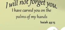 VWAQ I Will Not Forget You I Have Carved You On The Palms Of My Hands Isaiah 49 15 Bible Scripture Matte Black Vinyl Wall Decal Quote 12 H X 22 W Walmart