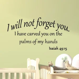 VWAQ I Will Not Forget You I Have Carved You On The Palms Of My Hands Isaiah 49 15 Bible Scripture Matte Black Vinyl Wall Decal Quote 12 H X 22 W Walmart