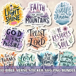 Watercolor Bible Verse Stickers SVG PNG Bundle Printable Water Bottle And Laptop Decal Digital Sticker For Goodnotes Planner And Journal Etsy