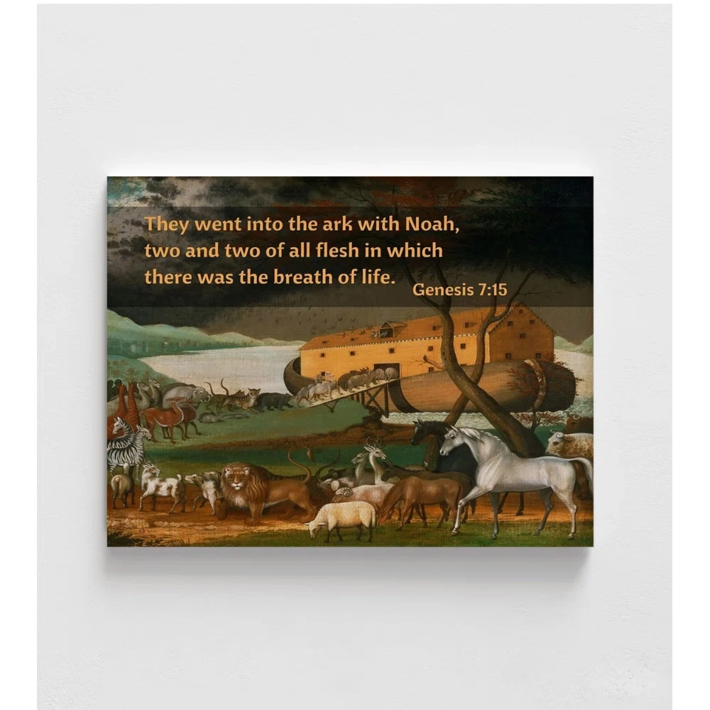 WeFrameArt Noahs Ark By Edward Hicks Extra Large Bible Verse Quote Genesis 7 15 Print Noah s Ark Wall Art Religious Biblical Scenery Print Wayfair