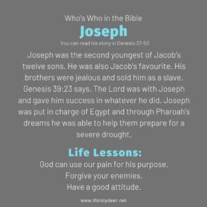 Who s Who In The Bible Joseph THIRSTY DEER