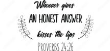 Whoever Gives An Honest Answer Kisses The Lips Christian Saying Bible Verse Vector Quote Stock Vector Adobe Stock