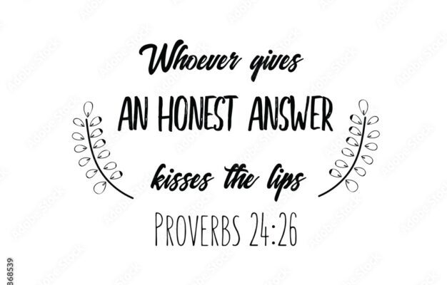 Whoever Gives An Honest Answer Kisses The Lips Christian Saying Bible Verse Vector Quote Stock Vector Adobe Stock