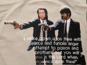 WIP Custom Pulp Fiction Ezekiel 25 17 Scene R CrossStitch