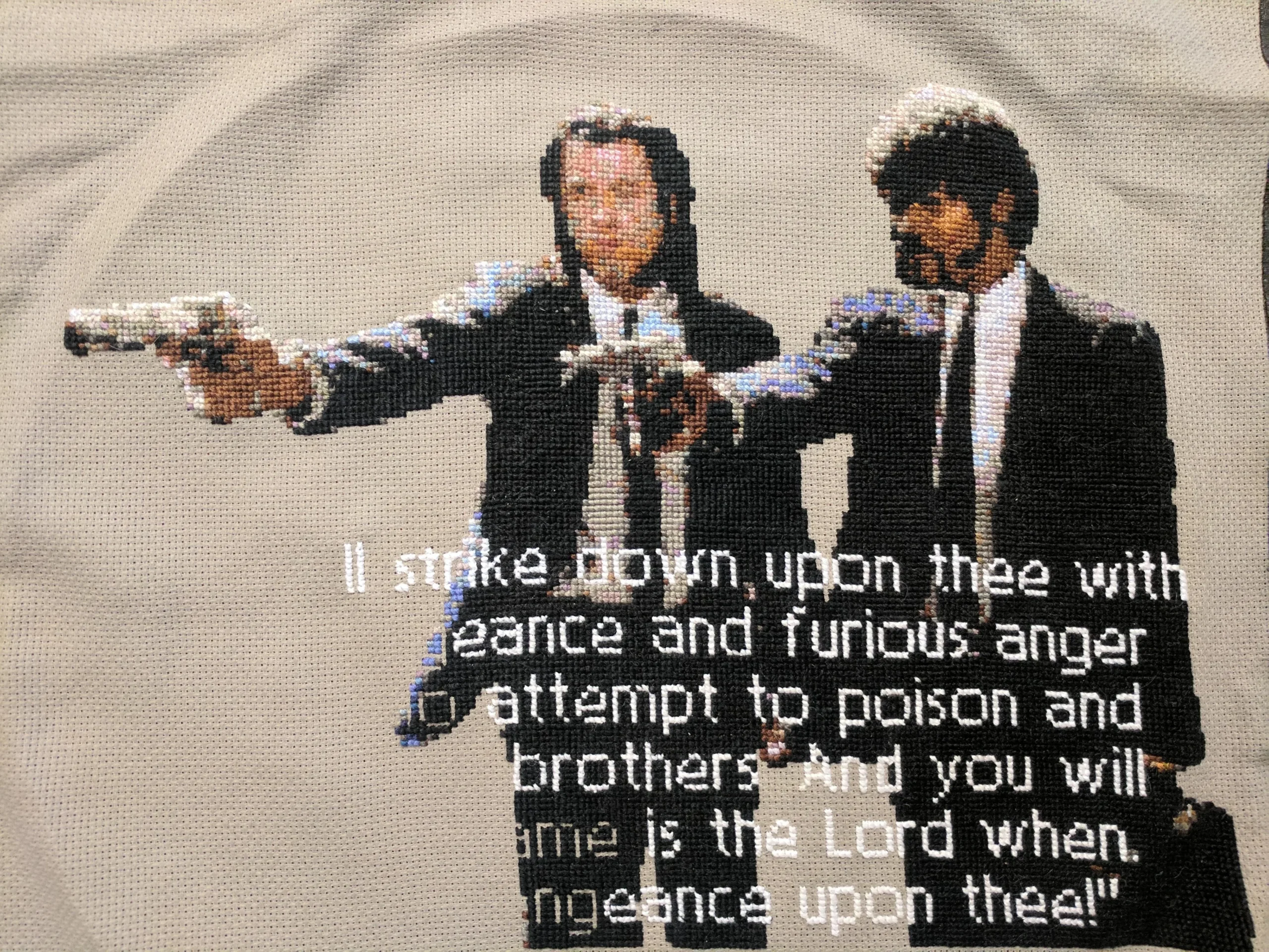 WIP Custom Pulp Fiction Ezekiel 25 17 Scene R CrossStitch