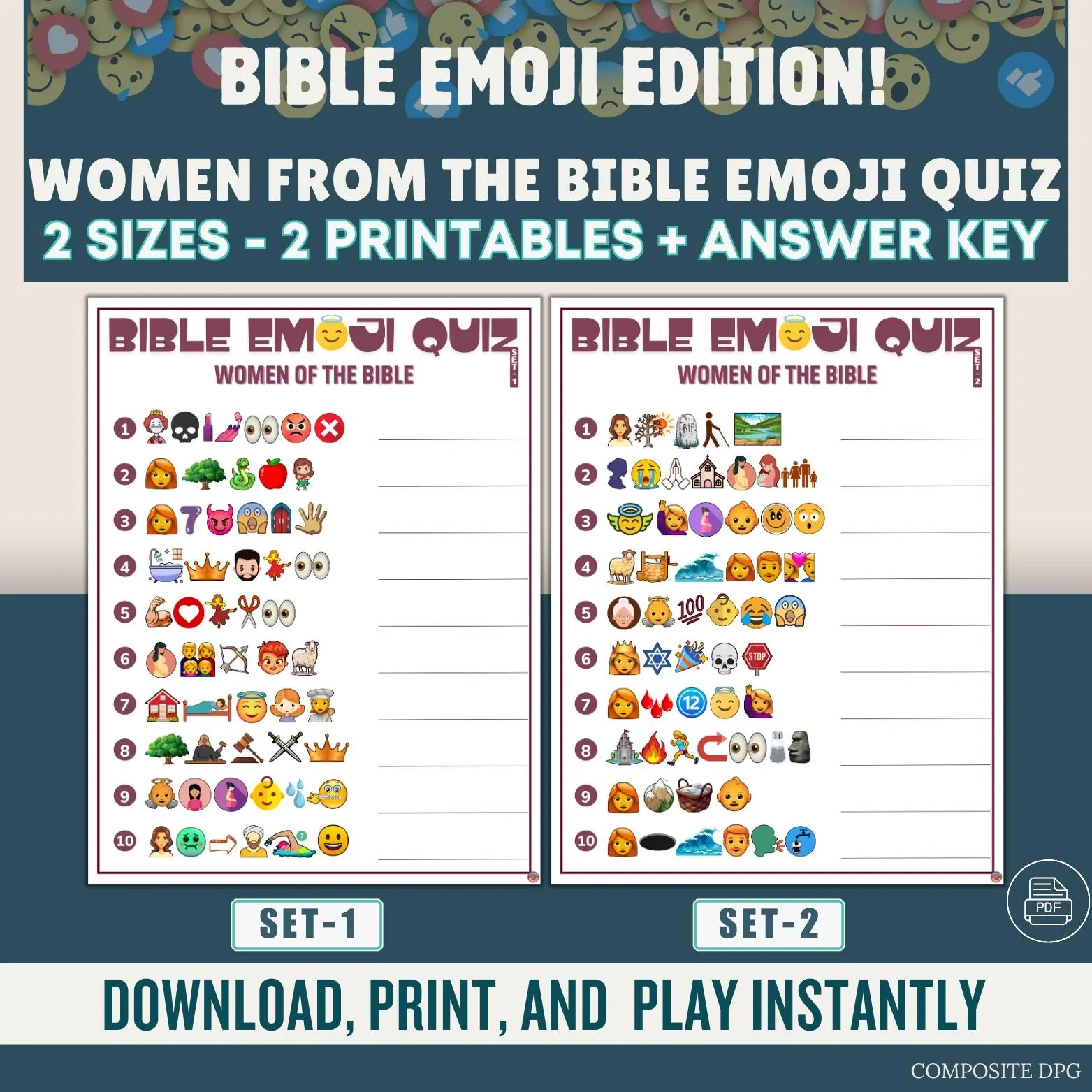 Women Of The Bible Emoji Quiz Church Activity Game PDF Download Etsy