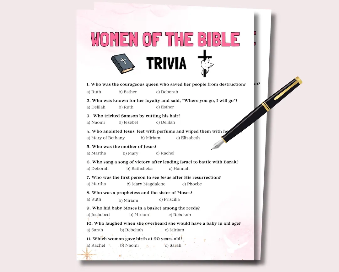 Womens Ministry Games Women Of The Bible Trivia Game Printable Bible Games For Women Church Games Christian Ladies Luncheon Games Etsy Ireland