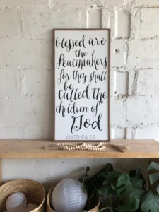 Wood Signs Bible Verses Inspirational Art Home Decor Blessed Are The Peacemakers Scripture Framed Distressed Wood Sign Etsy